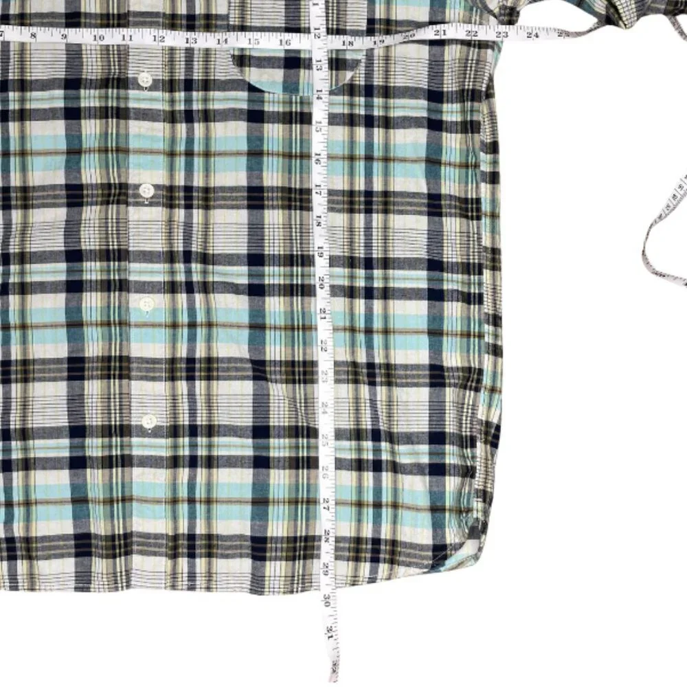 J.Crew Indian Madras Slim XL Turquoise Plaid Button Down Ivy Prep Shirt XL